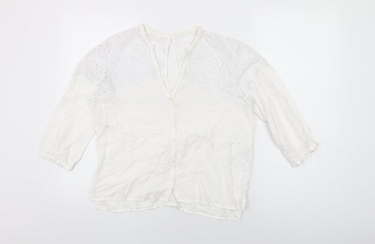 Womens UK Size S Hollister White Basic Button-Up