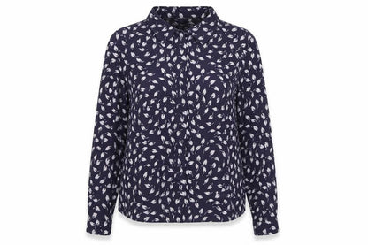 Marks & Spencer Womens Blue Geometric Polyester Basic Button-Up Size 14 Collared