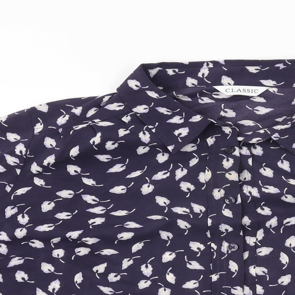 Womens UK Size 14 Marks and Spencer Blue Basic Button-Up