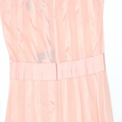 PRETTYLITTLETHING Womens Pink Polyester Bodycon Size 10 V-Neck Zip