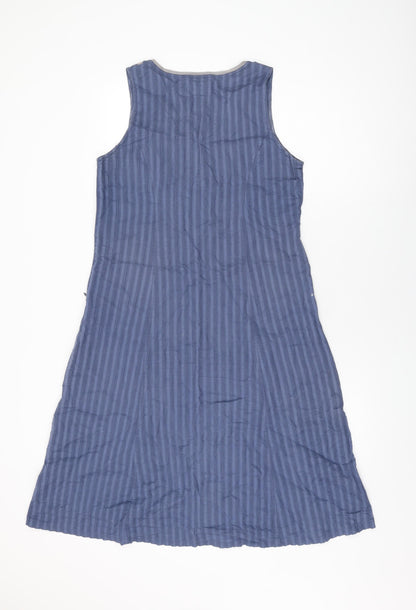 Adini Womens Blue Cotton A-Line Size S V-Neck Zip