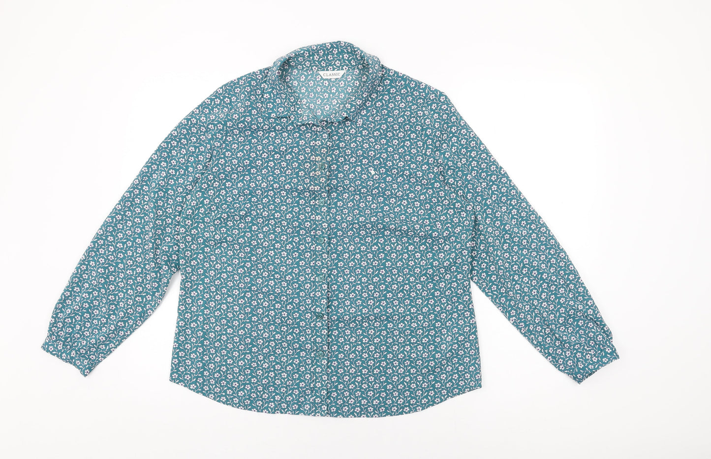 Womens UK Size 14 Marks and Spencer Blue Basic Button-Up