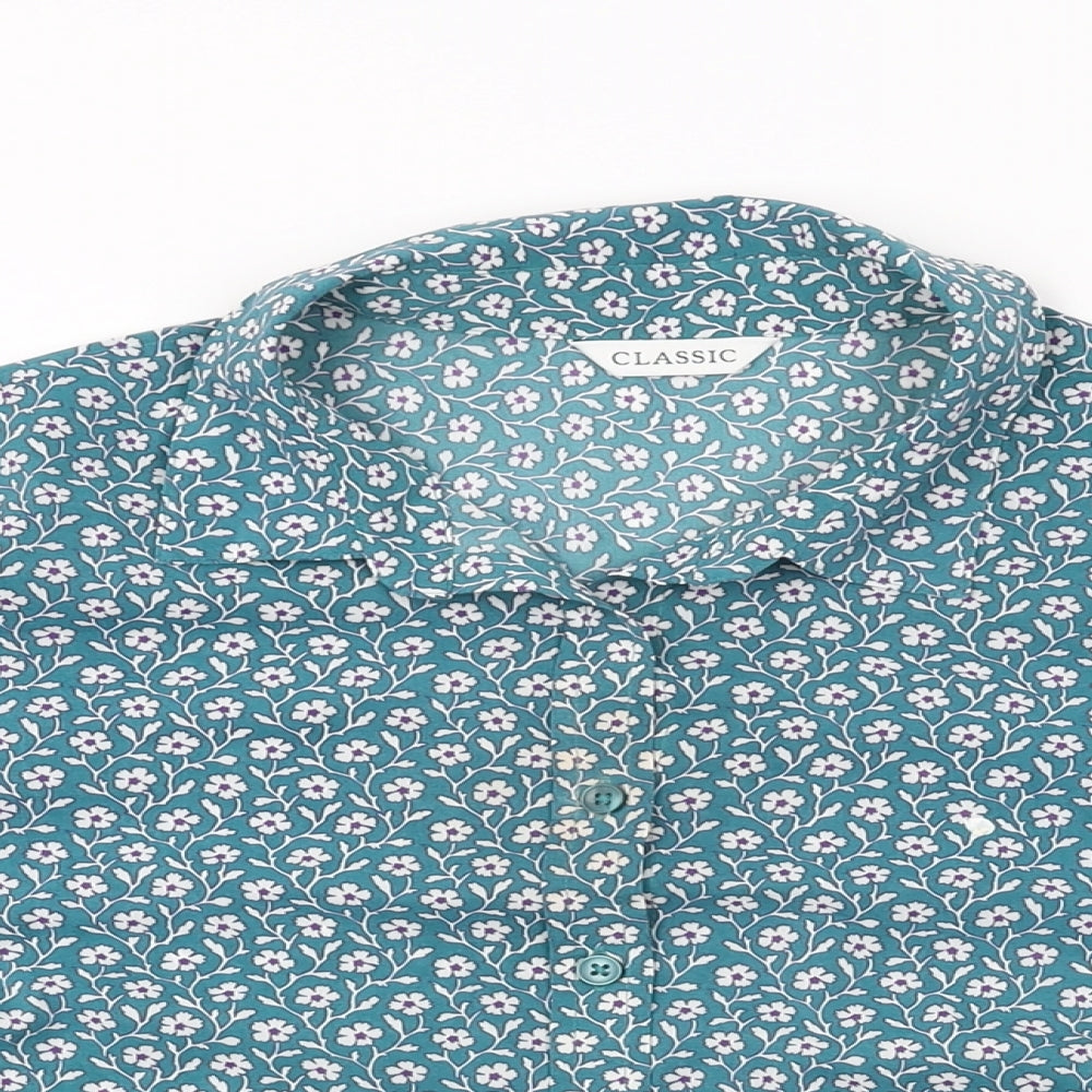 Womens UK Size 14 Marks and Spencer Blue Basic Button-Up