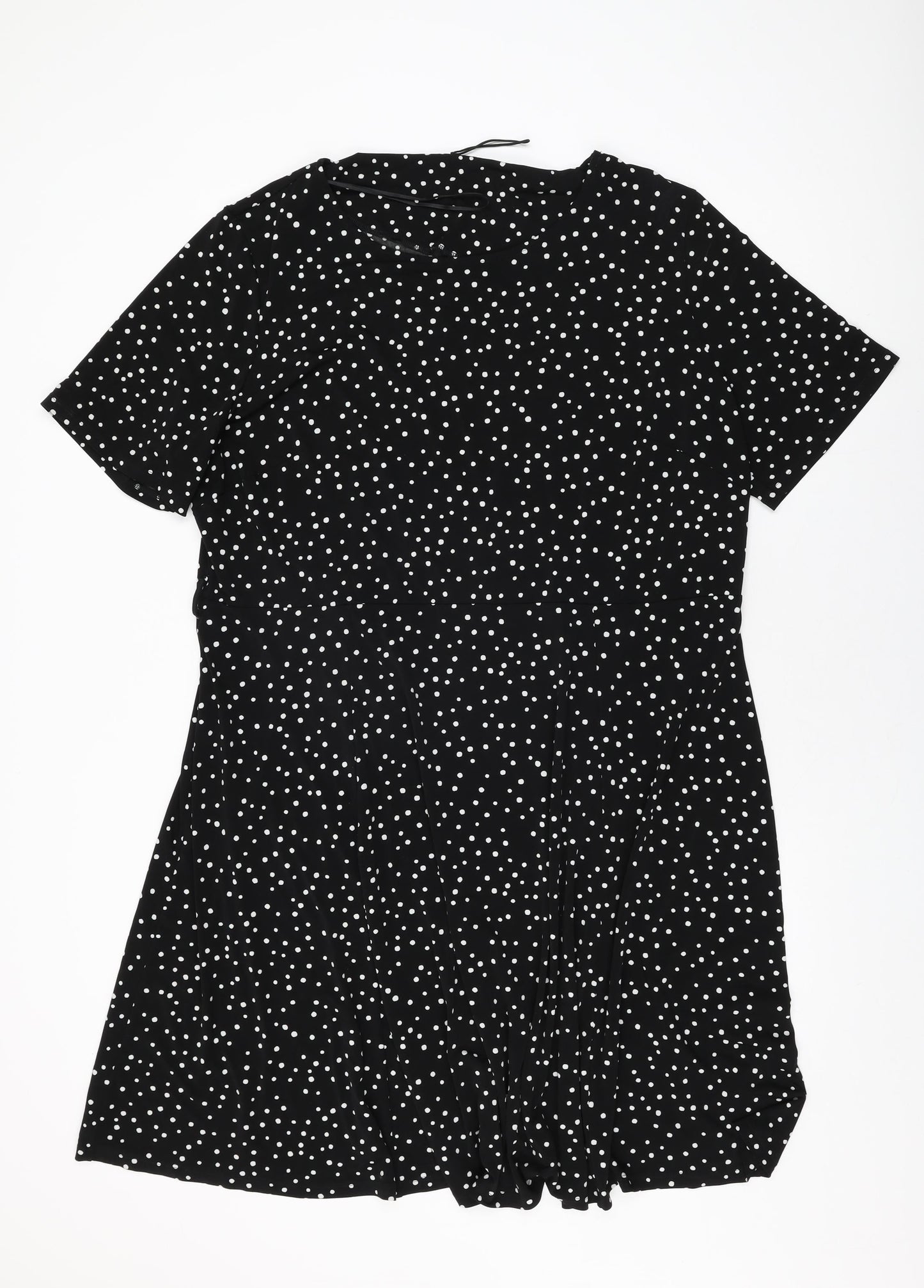 Debenhams Womens Black Polka Dot Polyester Shift Size 22 Round Neck Pullover