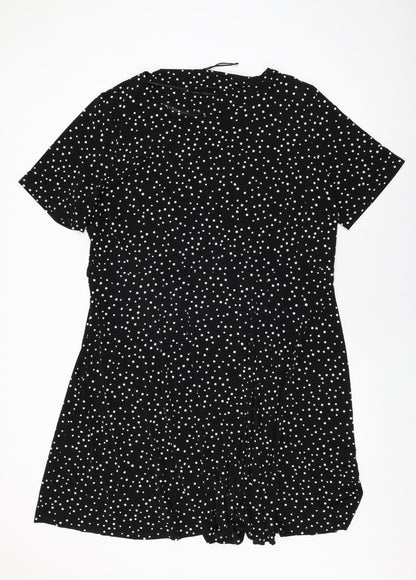 Debenhams Womens Black Polka Dot Polyester Shift Size 22 Round Neck Pullover