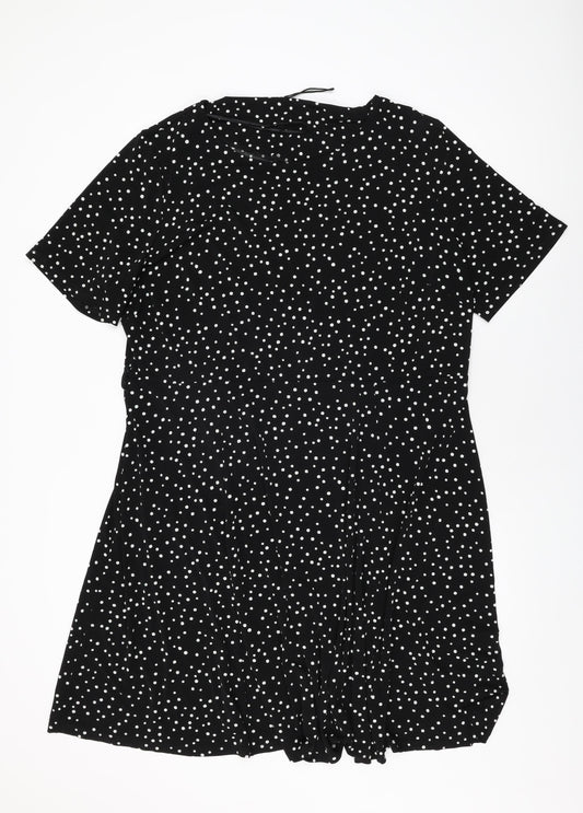 Debenhams Womens Black Polka Dot Polyester Shift Size 22 Round Neck Pullover