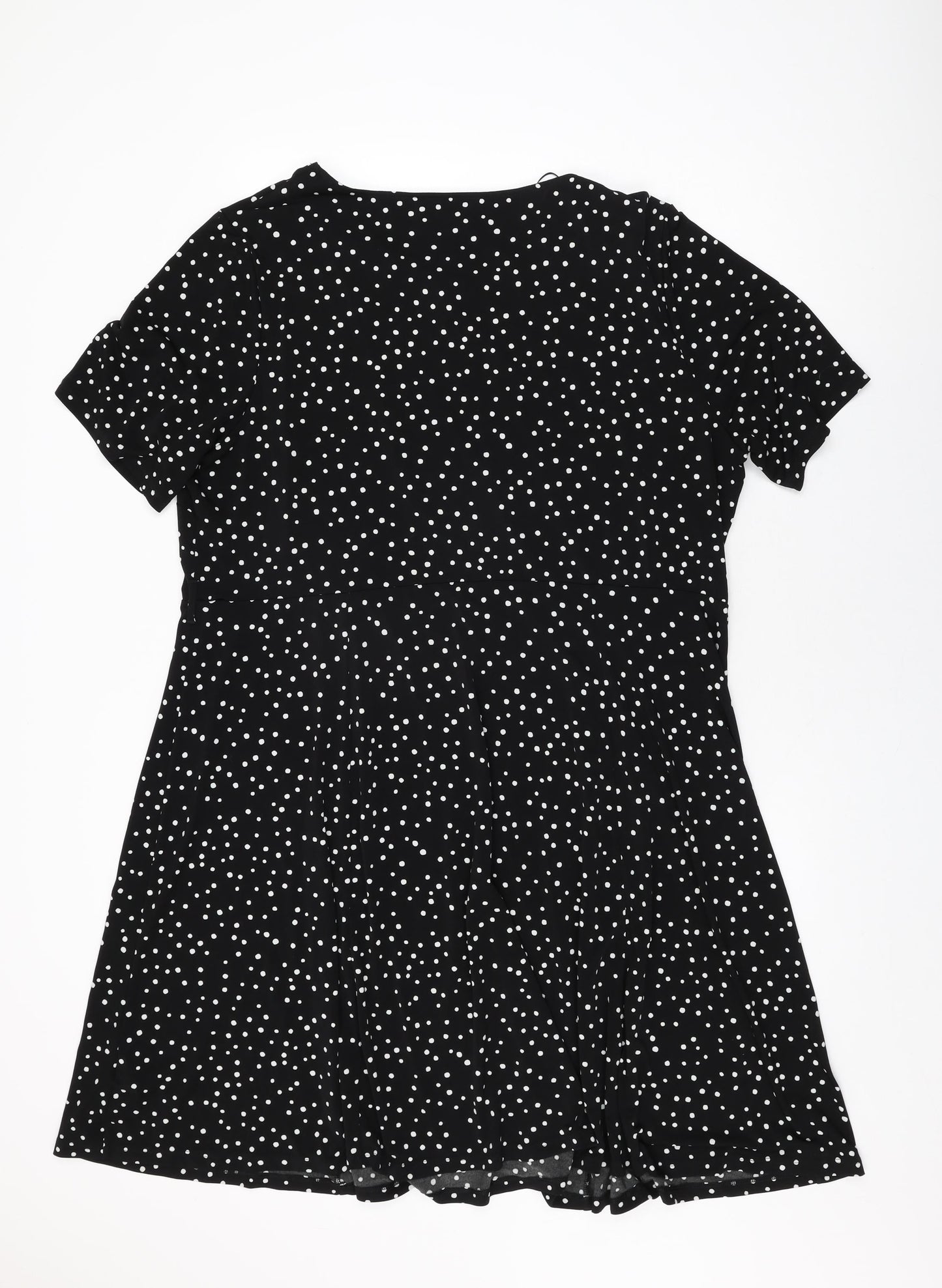 Debenhams Womens Black Polka Dot Polyester Shift Size 22 Round Neck Pullover