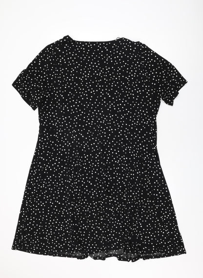 Debenhams Womens Black Polka Dot Polyester Shift Size 22 Round Neck Pullover
