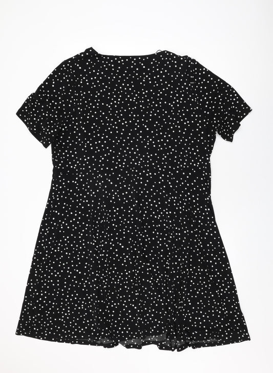 Debenhams Womens Black Polka Dot Polyester Shift Size 22 Round Neck Pullover