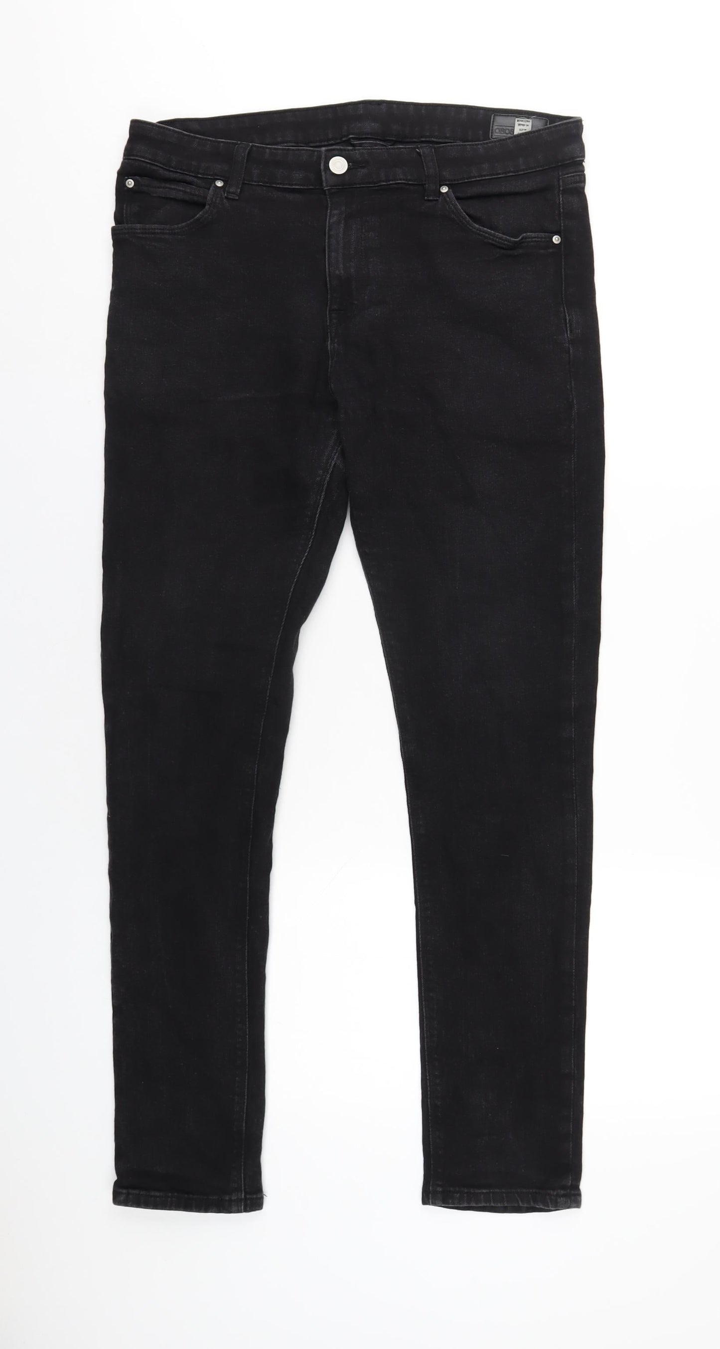 ASOS Mens Black Cotton Skinny Jeans Size 34 in L32 in Regular Zip