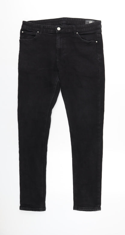 ASOS Mens Black Cotton Skinny Jeans Size 34 in L32 in Regular Zip