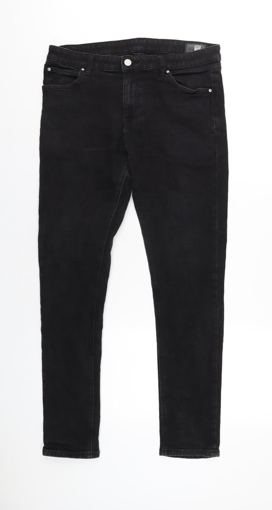 ASOS Mens Black Cotton Skinny Jeans Size 34 in L32 in Regular Zip