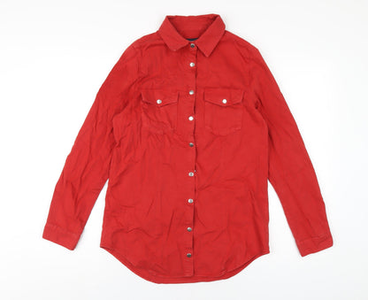 Womens UK Size 8 Sosandar Red Basic Button-Up