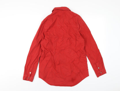 Womens UK Size 8 Sosandar Red Basic Button-Up