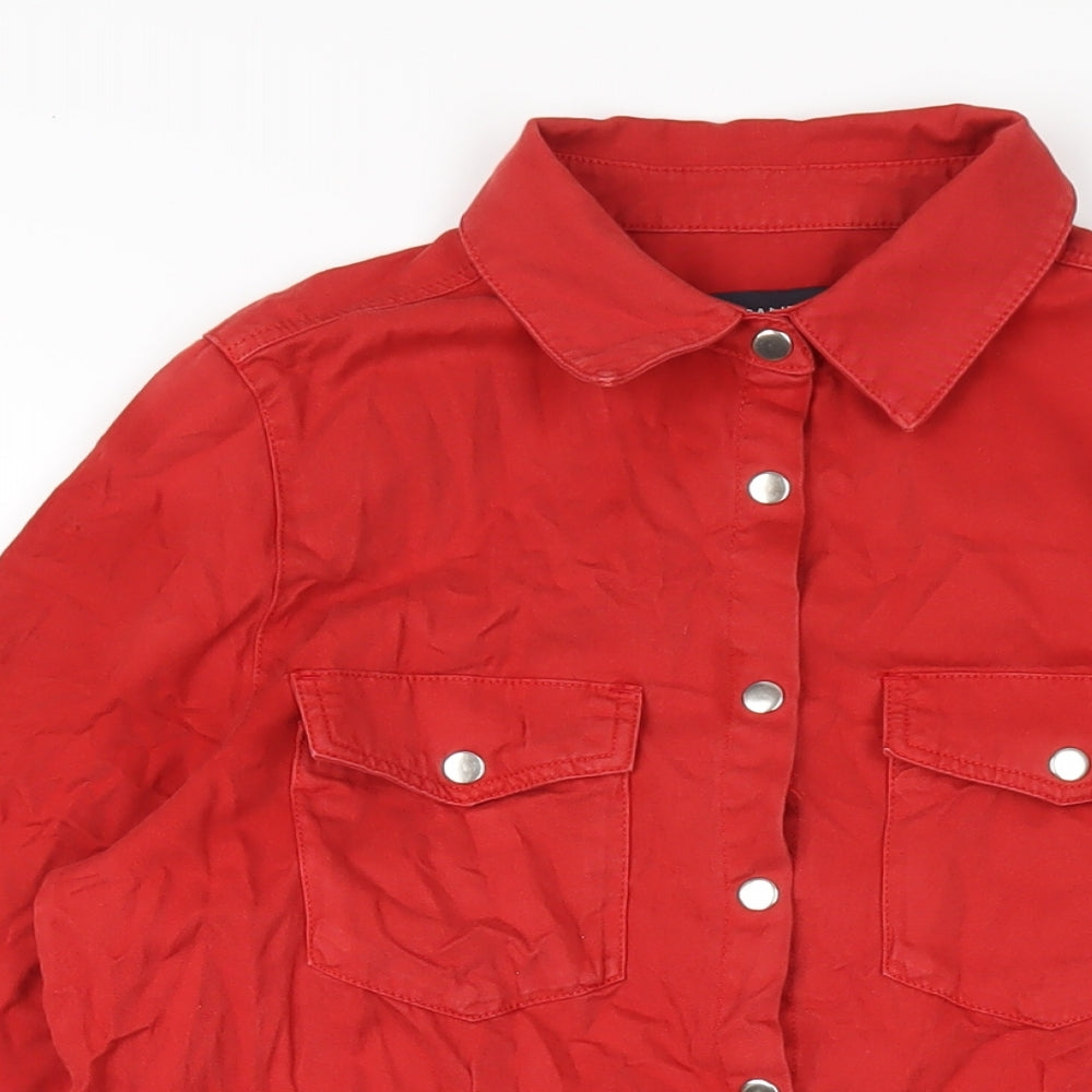 Womens UK Size 8 Sosandar Red Basic Button-Up