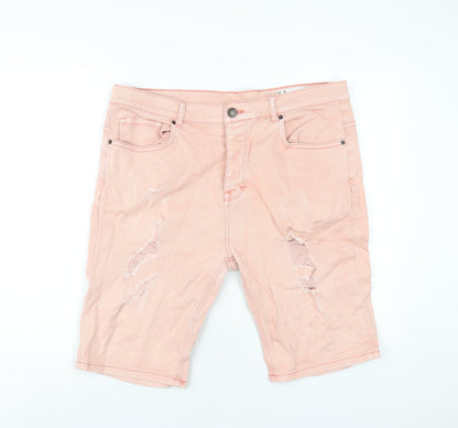 Denim & Co. Mens Pink Cotton Bermuda Shorts Size 38 in L11 in Regular Button