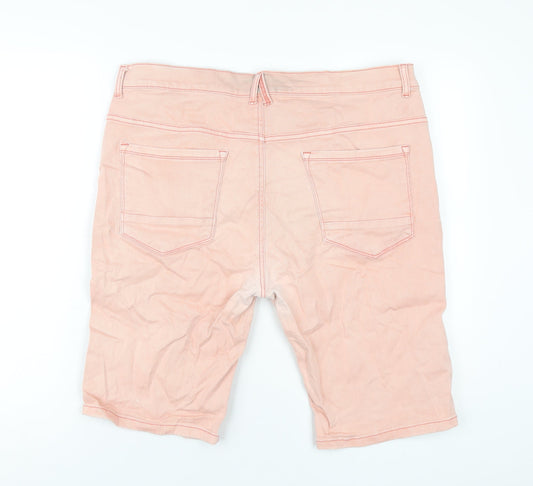 Denim & Co. Mens Pink Cotton Bermuda Shorts Size 38 in L11 in Regular Button