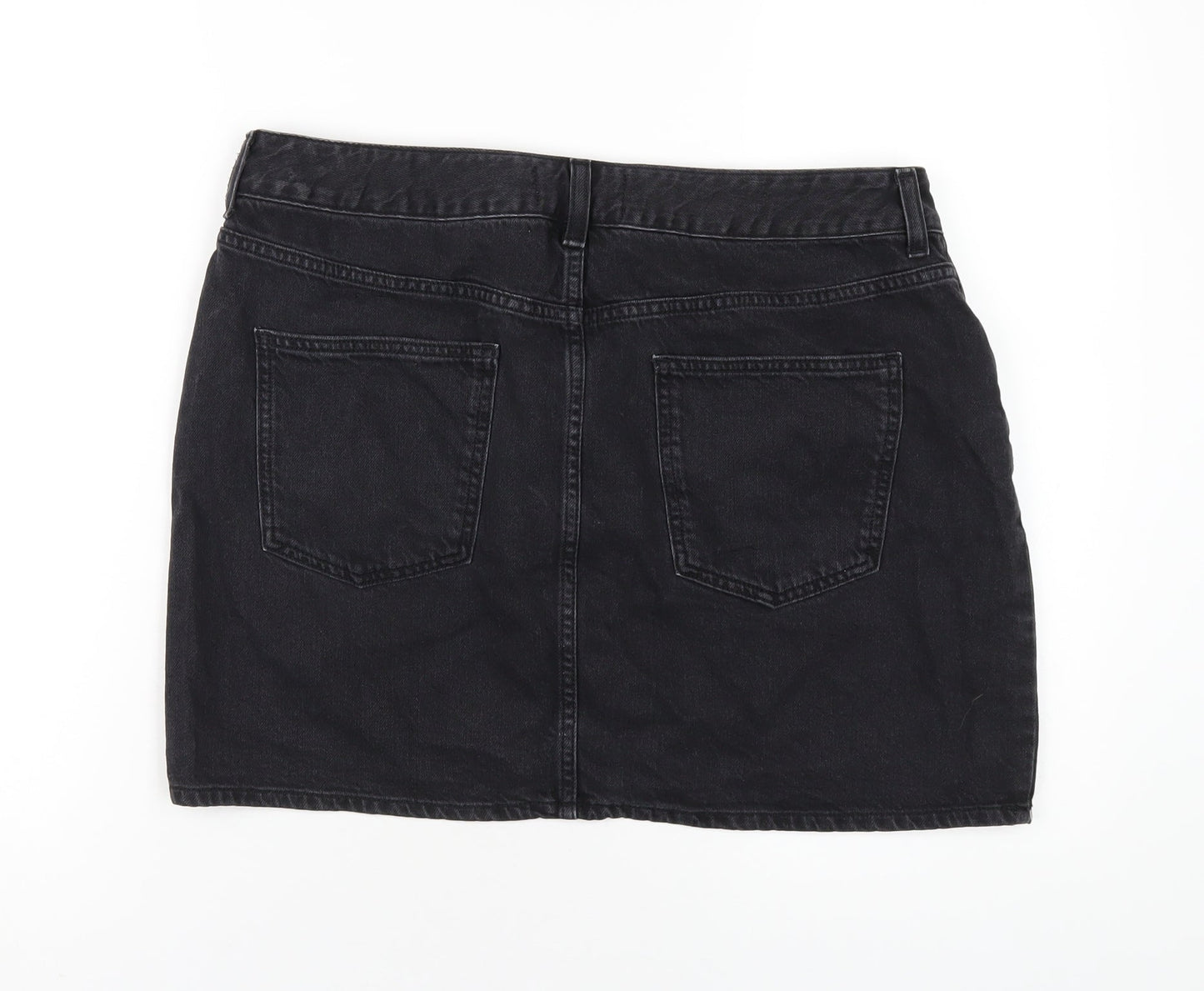 ASOS Womens Black Cotton A-Line Skirt Size 16 Zip