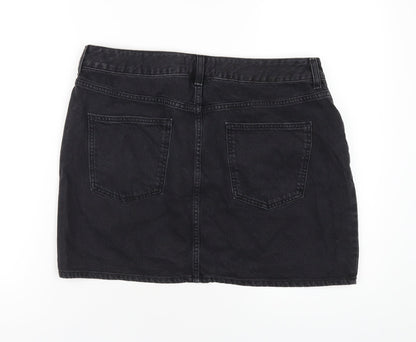 ASOS Womens Black Cotton A-Line Skirt Size 16 Zip