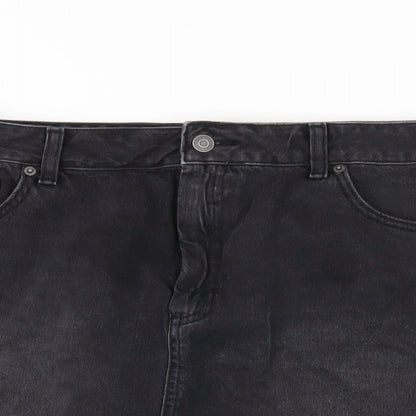 ASOS Womens Black Cotton A-Line Skirt Size 16 Zip