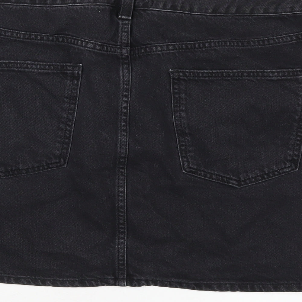 ASOS Womens Black Cotton A-Line Skirt Size 16 Zip