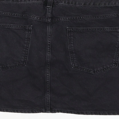 ASOS Womens Black Cotton A-Line Skirt Size 16 Zip