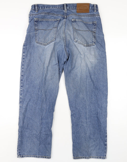 Blue Circle Mens Blue Cotton Straight Jeans Size 34 in L29 in Regular Zip