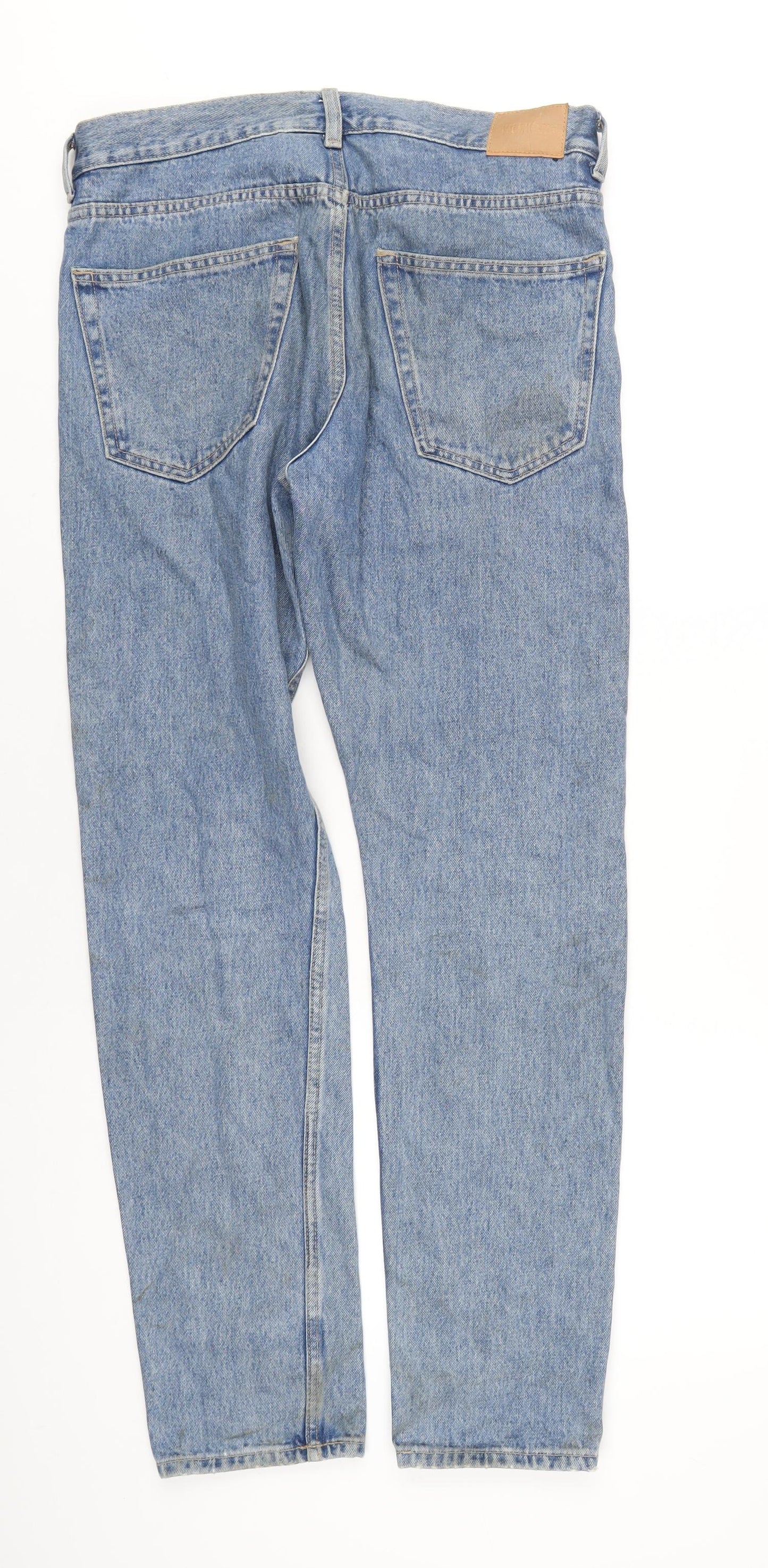 Weekday Mens Blue Cotton Straight Jeans Size 30 in L32 in Regular Button