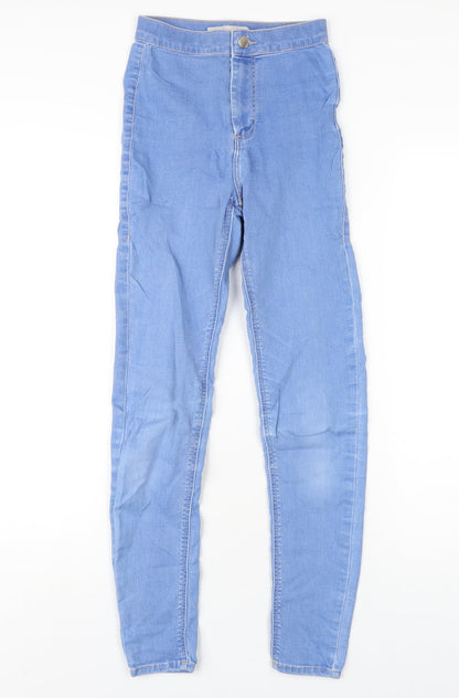 Topshop Womens Blue Cotton Skinny Jeans Size 25 in L32 in Regular Zip