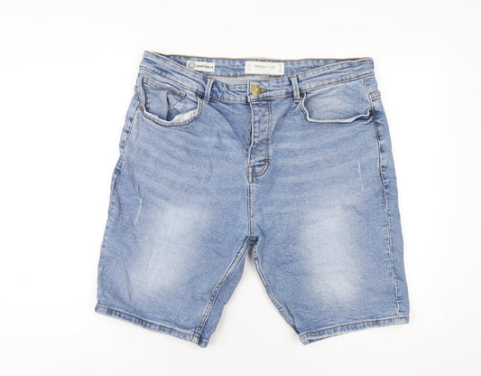 Denim & Co. Mens Blue Cotton Bermuda Shorts Size 38 in L11 in Regular Button