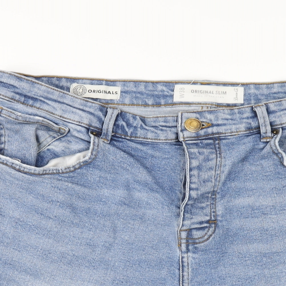 Denim & Co. Mens Blue Cotton Bermuda Shorts Size 38 in L11 in Regular Button