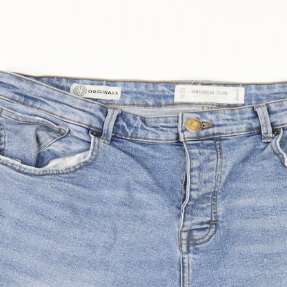 Denim & Co. Mens Blue Cotton Bermuda Shorts Size 38 in L11 in Regular Button