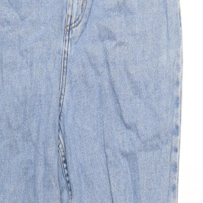 Denim & Co. Womens Blue Cotton Straight Jeans Size 12 L28 in Regular Zip