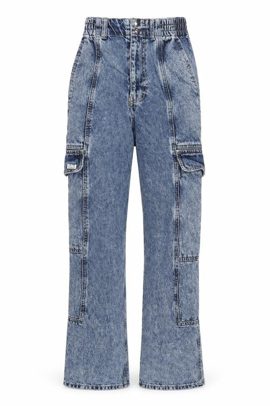 Front view of BDG women’s blue cotton straight jeans, size UK 28, in, 32-inch leg regular zip