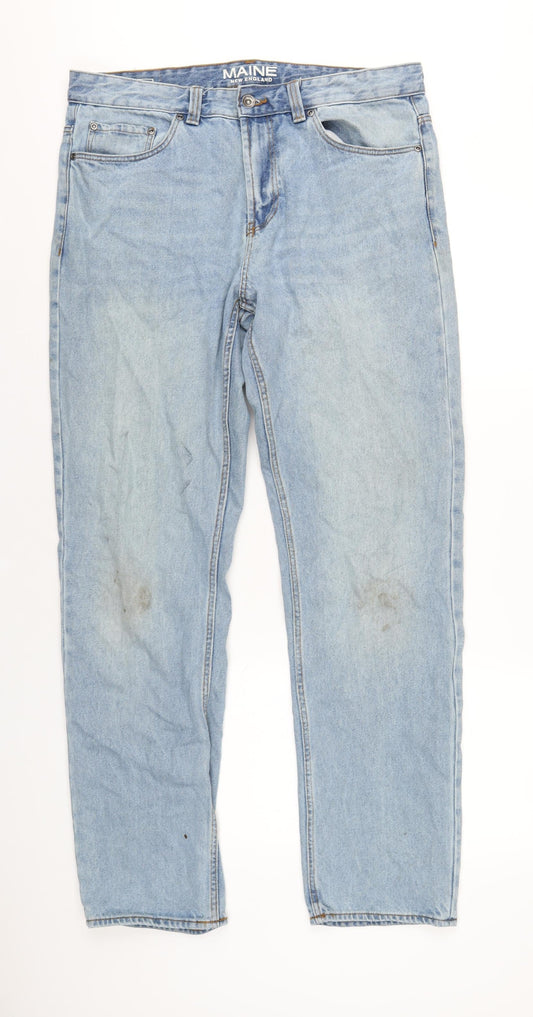 Maine Mens Blue Cotton Straight Jeans Size 36 in L33 in Regular Zip
