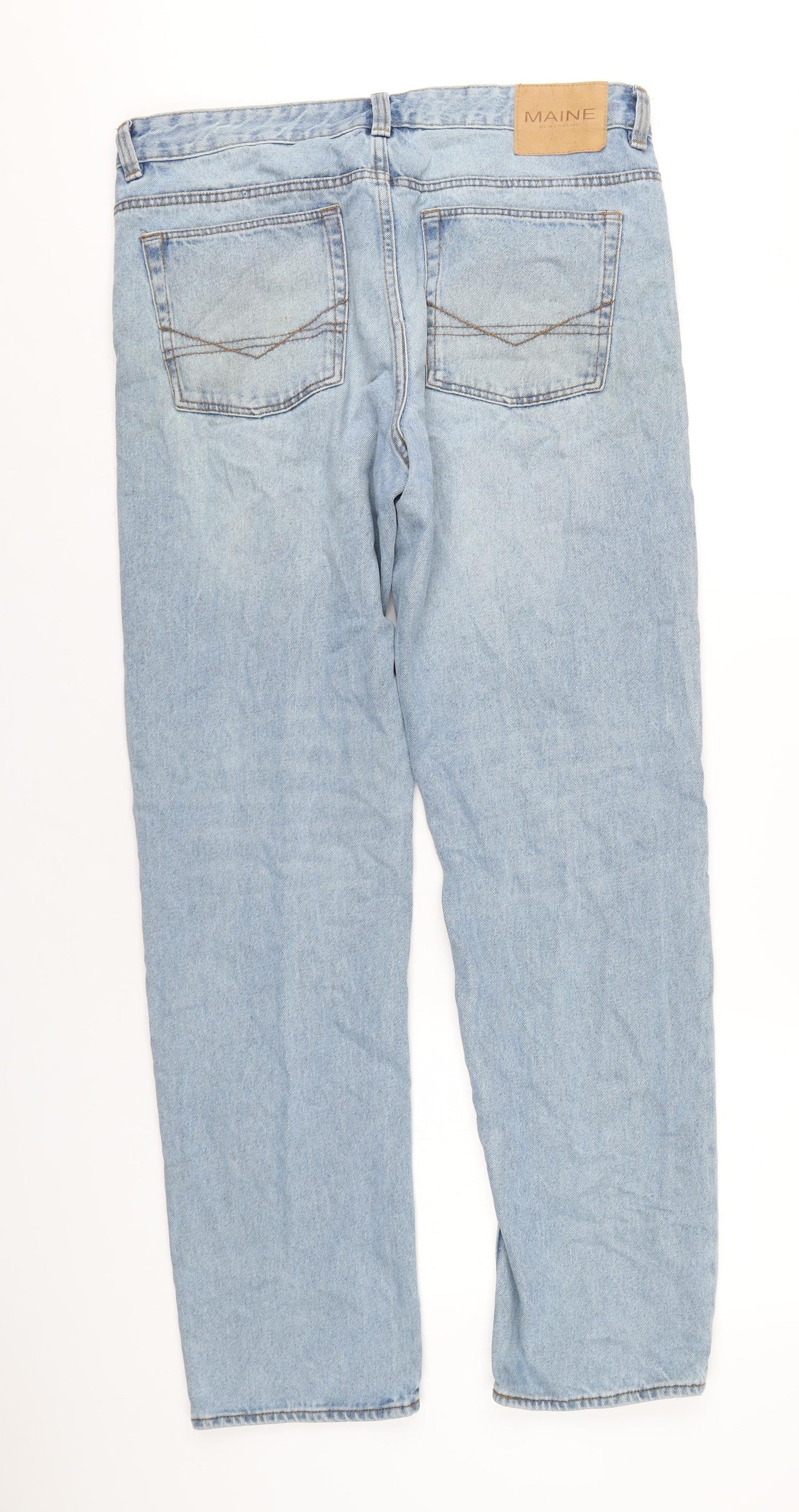 Maine Mens Blue Cotton Straight Jeans Size 36 in L33 in Regular Zip