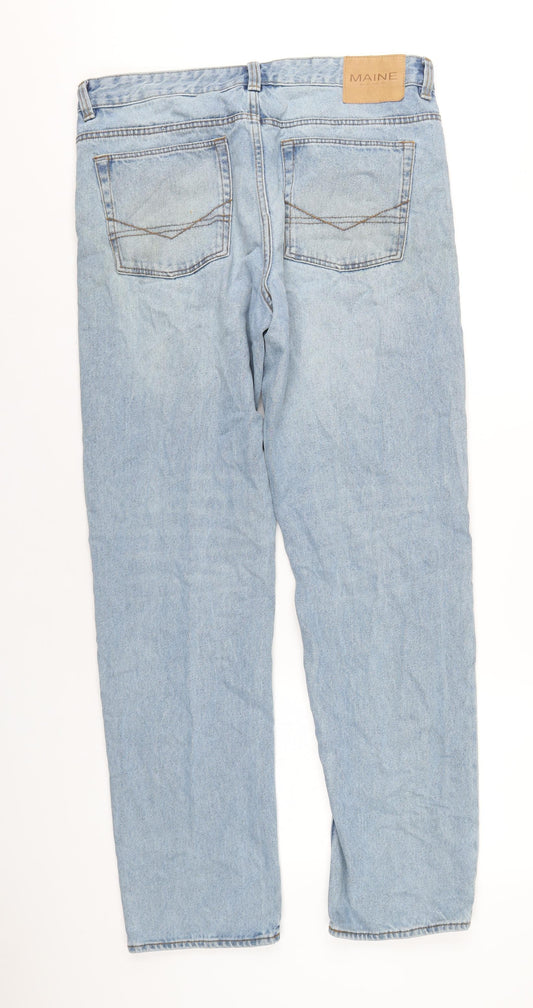 Maine Mens Blue Cotton Straight Jeans Size 36 in L33 in Regular Zip