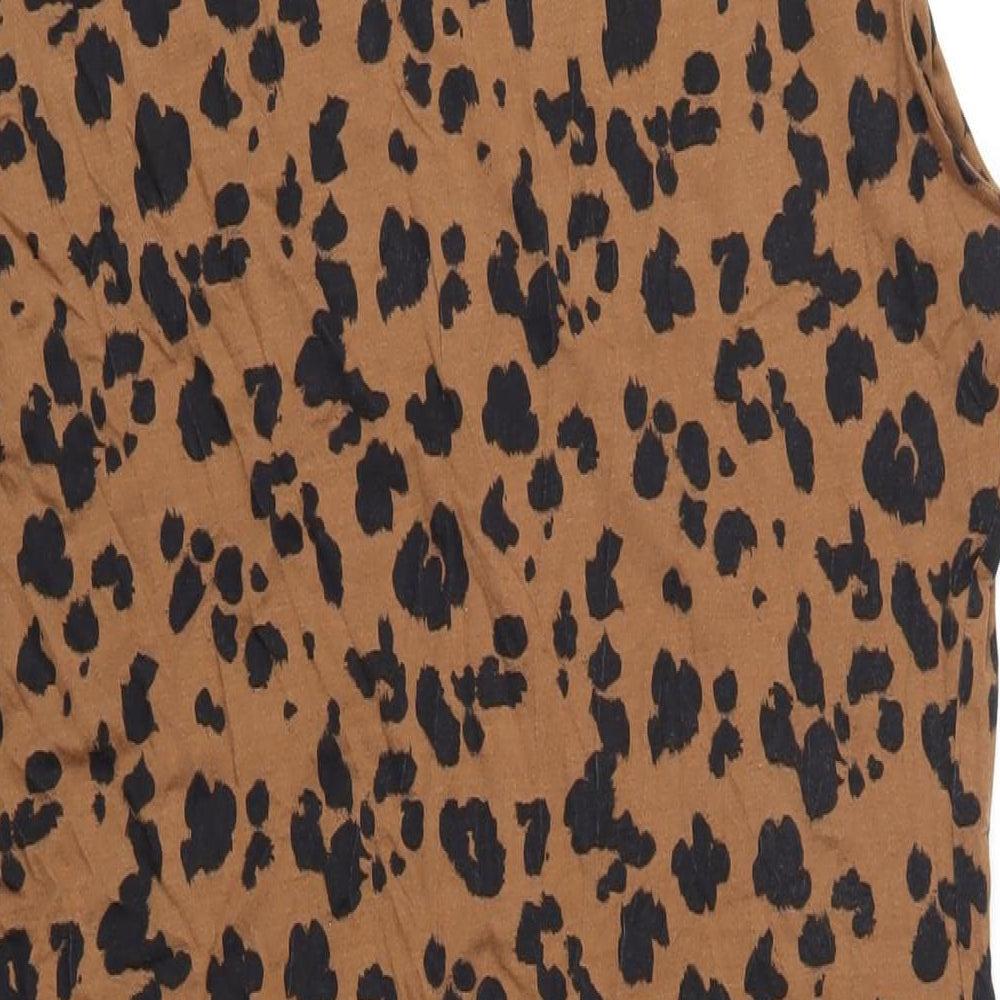 Marks and Spencer Womens Brown Geometric Viscose A-Line Size 24 Round Neck Pullover