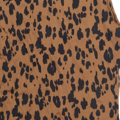 Marks and Spencer Womens Brown Geometric Viscose A-Line Size 24 Round Neck Pullover