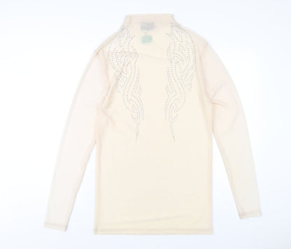 ASOS Womens Beige Polyester Bodycon Size M Mock Neck Pullover