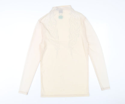 ASOS Womens Beige Polyester Bodycon Size M Mock Neck Pullover