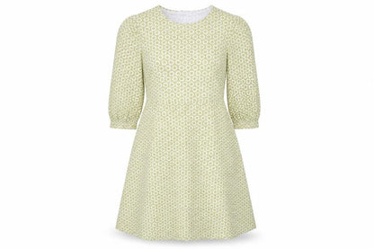 Marks & Spencer Womens Green Geometric Viscose A-Line Size 14 Round Neck Pullover