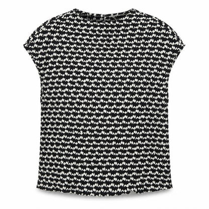 Marks & Spencer Womens Black Geometric Polyester Basic T-Shirt Size 12 Round Neck