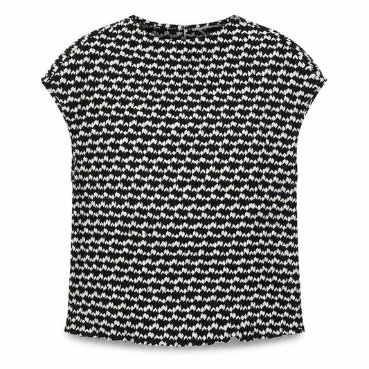 Marks & Spencer Womens Black Geometric Polyester Basic T-Shirt Size 12 Round Neck