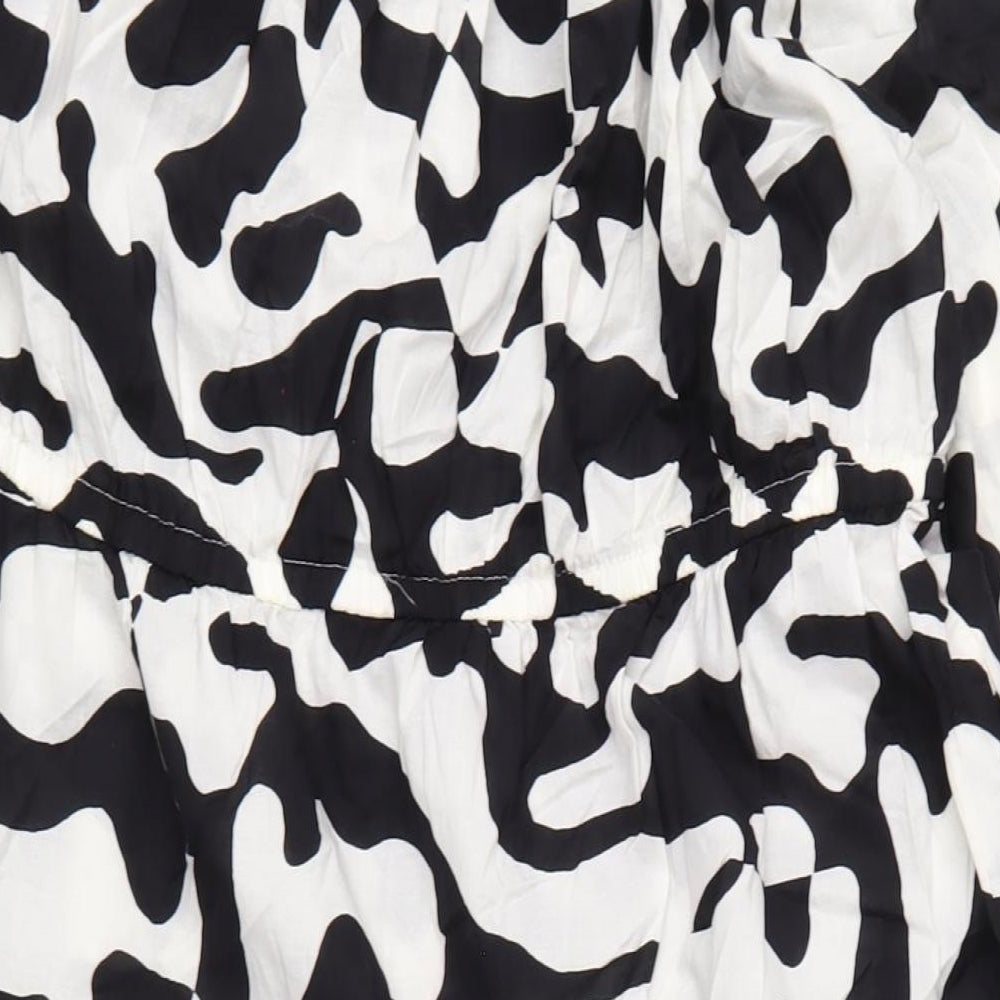 Marks and Spencer Womens Black Geometric Cotton A-Line Size 22 Off the Shoulder Pullover