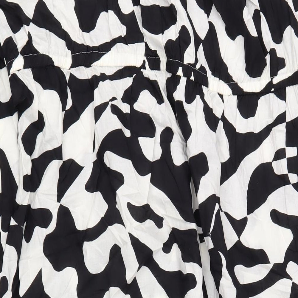 Marks and Spencer Womens Black Geometric Cotton A-Line Size 22 Off the Shoulder Pullover