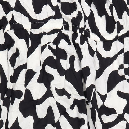 Marks and Spencer Womens Black Geometric Cotton A-Line Size 22 Off the Shoulder Pullover