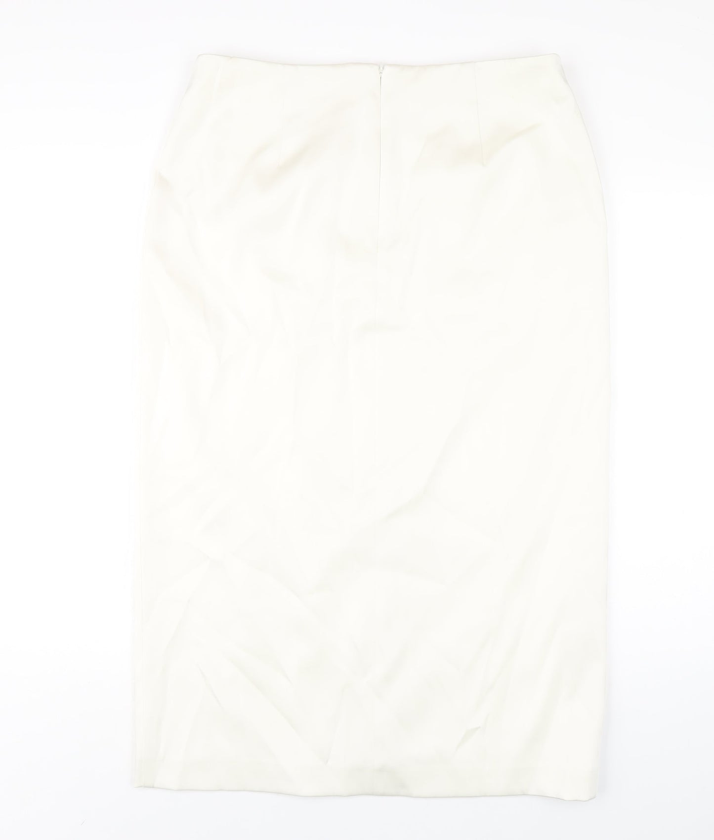 Marks and Spencer Womens Ivory Polyester A-Line Skirt Size 16 Zip