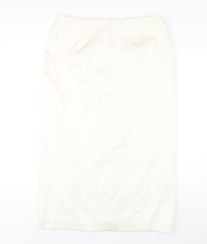 Marks and Spencer Womens Ivory Polyester A-Line Skirt Size 16 Zip
