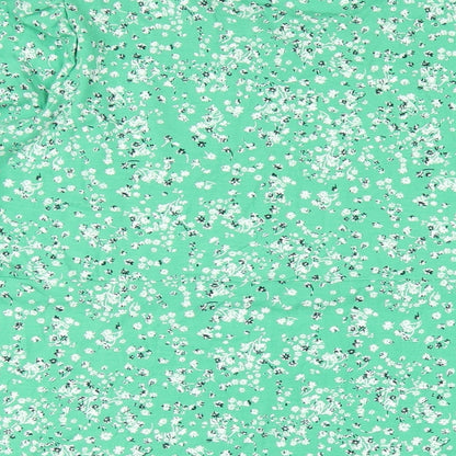 Marks and Spencer Womens Green Floral Viscose A-Line Size 24 Round Neck Pullover